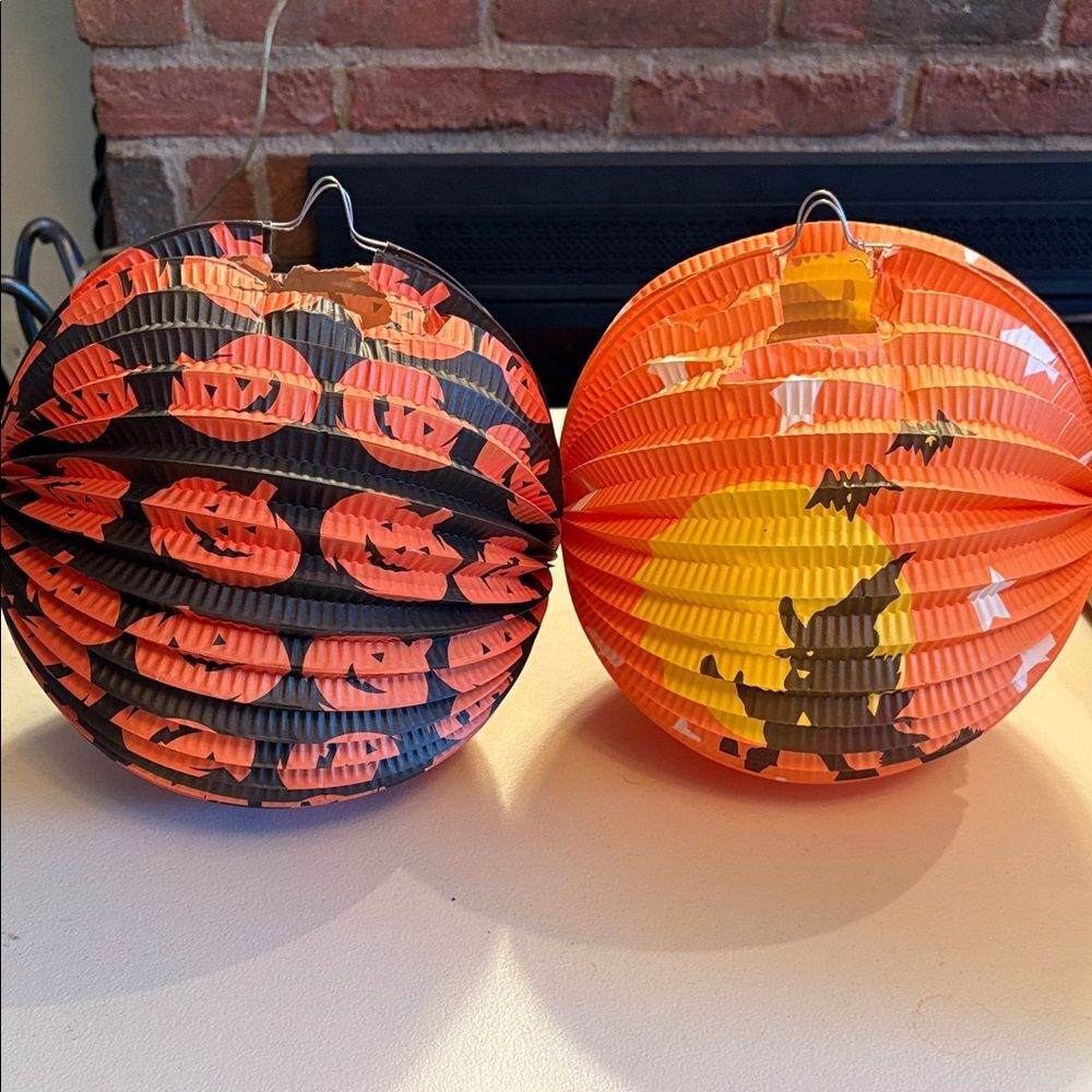 Vintage Halloween Pumpkin and Witch paper lanterns